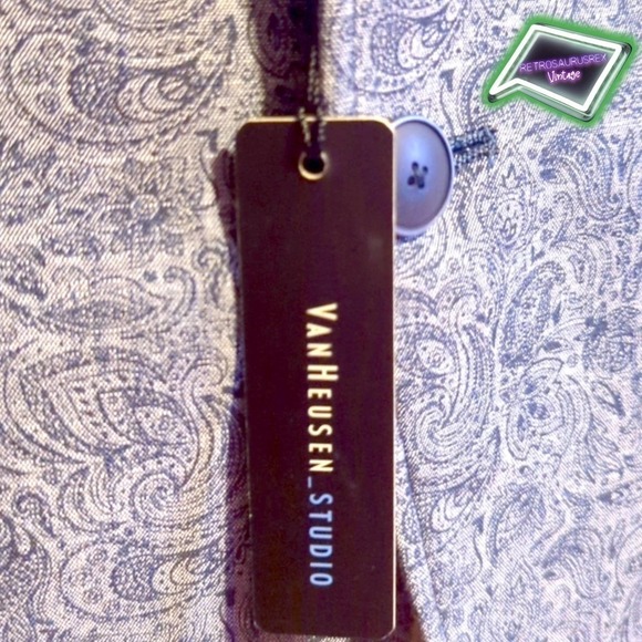 VAN Heusen Studio Funky Paisley Blue Dress Blazer, 46R New - Picture 8 of 9